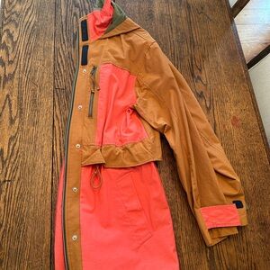 J. Crew Coral and Brown Ski Jacket